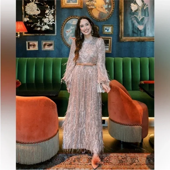 Antonio Melani Sequin Feathered A-line Dress Size 2 NWT - Picture 1 of 12